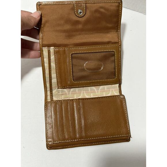 Fossil Wallet Logo Spell Out Beige Cream Tan Brown Women Cards Coins Vintage - Picture 4 of 10